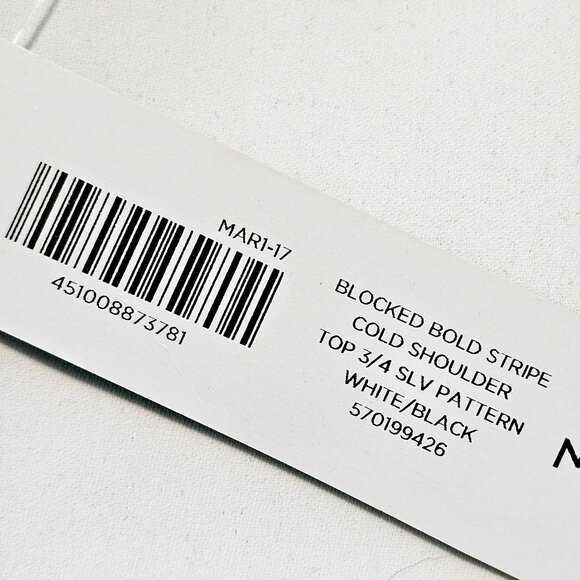 Chicos Women's Blocked Bold Stripe Cold-Shoulder 3/4 Long Sleeve Top, Sz 3 (XL) - Picture 7 of 8